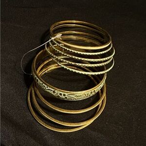 Gold and Green Bangle Set